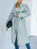 Giacche da donna Trench lungo doppio petto Cappotto da donna Classico con risvolto Cappotto antivento con cintura Autunno Streetwear 230727