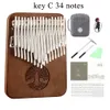 Novelty Items Hluru Professional Kalimba 34 Keys Black Walnut Tone Key B / C Thumb Piano 24 Keys Wooden Full Solid Kalimba No Sound Hole Mbira 230727