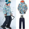 Autres articles de sport Enfants Snowboard Sportswear Ensembles Imperméable Coupe-vent Garçons Ski Costumes Veste Pantalon Hiver Garder Au Chaud Épaissie Pull Manteau 230726