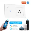 Prises d'alimentation intelligentes Interrupteur WiFi1gang2gang3gang blanc tactile avec prise américaine Commutateur et prise de télécommande vocale American Smart Tuya HKD230727