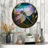 Decoratieve Bloemen Muur Opknoping Dragonfly Plaat Vintage Krans Teken Kleurrijke Faux Glas Acryl Ronde Voordeur