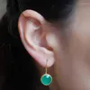 dangle dangle earrings丸いエメラルドガラス女性用ファッションゴールドカラードロップフック結婚記念日ギフトパーティージュエリー