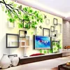 Wallpapers Green Leaves 3D TV Background Wall Painting Decorative