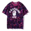 A Bathing Ape Camisa Moda Marca Camuflagem Desenhos Animados Casual Masculina Decote Redondo Solta Manga Curta T-shirt