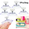 Bath Accessory Set 5Pcs Durable Transparent Kitchen Holder Storage Hanger Screw Wall Rack With Knurled Nut Suction Cup Hook Suckers