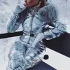 Andra sportartiklar Ski Jumpsuit Kvinnor Vinter Ytterkläder Varm vadderad huva Snowsuit Päls Collar Shinny Waterproof Snowborad Suit 230726
