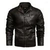 Chaquetas para hombre Bonita chaqueta de cuero de felpa para motocicleta Otoño Invierno europea y americana Guapo Casual Juvenil