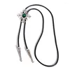 Bow Ties Alloy Buckle Decor Bolo Tie For Men Women Bridegroom Wedding Necklace