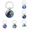 Schlüsselanhänger Lanyards 12 Konstellationen Magisches Glas Cabochon Schlüsselbund Tasche Auto Schlüsselanhänger Ringhalter Silber vergoldet für Männer Frauen Geschenke D Dhrhg