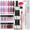 Glitter para unhas MEET ACROSS Dip Powder Kit 5g Pastel Dipping Starter Set para DIY Nail Art Decorações Manicure Natural Dry 230726