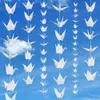 Banner flaggor 100st White Origami Paper Crane Hanging For White Wedding Party Diy Decorations Bridal Shower Engagement Origami Birds Streamer 230727