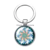 Keychains Lanyards Artistic Pattern Flowers New Style Glass Cabochon Keychain Bag Car Key Rings Holder Charms Sier Plated Chains Wom Dh25D