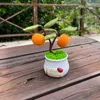 Dekoratif Çiçekler Tığ meyvesi bonsai sahte elma/turuncu saksı bitkileri arkadaşlar için el örtüsü hediyeler ana masa/ofis masaüstü/oturma odası