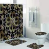 Shower Curtains Luxury 3D Gold Greek Key Meander Ornament Shower Curtain Set for Bathroom Modern Rich Abstract Geometric Mat Toilet Accessories 230727