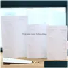 Sacs d'emballage 100 Pcs/Lot Stand Up blanc Kraft papier sac papier d'aluminium emballage pochette alimentaire thé Snack odeur preuve refermable paquet Dro Ots3X