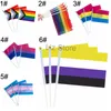 Pride Transgender Gay 14x21cm Stick Flag Lesbian Rainbows Banner LGBT Rainbow Flags With Flagpole Handheld Banners Th1017 S Pole S