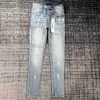 Designer en jeans de marque violette pour hommes déchirés en denim réguliers dérangés lavés Old Long Fashion Hole Stack32