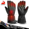 Ski Gloves KoKossi Electric Thermal Ski Gloves Women Men Warm Non-slip Waterproof Outdoor Cycling Motorcycle Bicycle Battery Heated Gloves HKD230727