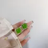 Oorknopjes Mode Groen Emaille Olie Vierkante Geometrie Voor Vrouwen 2023 Collectie Crystal Party Temperament Sieraden
