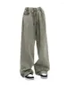 Jeans pour femmes Y2K rétro couleur unie femmes cravate Denim pantalon taille élastique Baggy décontracté Simple femme Jean pantalon 2000s Hip Streetwear