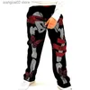 Męskie spodnie moda nowe spodnie Hip Hop Street Hot Diamond Bone Print Pasek luźne spersonalizowane spodni na odstrzele T230727