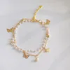 Bangle 2023 Fashion Trend Unique Design Elegant Delicate Double Layer Butterfly Pearl Bracelet Women Jewelry Party Premium Gift 230726