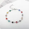 Bangle JINHUI Kleurrijke Bejeweled Armband ity T S Rvs voor Vrouwen 12 Geboortestenen Rainbow Crystal Chain Sieraden 230726