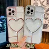 حالات الهاتف الخليوي ، حالات HEAR LOVE METALLIC FASTES FOR IPHONE 14 PRO MAX Plus 13 12 11 Fashion Luxury Soft TPU Lover Clear Pling Pling Mobile Phone Z230731