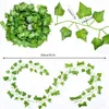 Decorative Flowers Ivy Vines For Bedroom 12-Strands Fake Green Leaf Artificial Plants Hanging Wedding Party Wall Decor