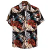 Hommes Chemises Décontractées Hawaiian Polyester D'été Chemise À Manches Courtes Feuille Tropicale Motif 3D Impression Plage Mâle Blouse Pour Hommes 5xl 230726