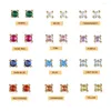 Brincos de prata esterlina 925 3 mm pequena zircônia cúbica vermelho/rosa/azul/verde/roxo pedra cor de ouro para mulheres joias finas