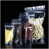 Verpackungsbeutel 100 teile / los Stand Up Bag Transparenter Kunststoff Reißverschluss Geruchssichere Verpackung Wiederverwendbare Lebensmittelaufbewahrungsbeutel für Kaffee Tee Dro Dhhum