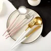 Servis uppsättningar Gold Fork Spoon Knife Set Sandwich Forks Kitchen Eco Friendly Restaurant Leveranser Black Ek Goud Conunto de Jantar 612