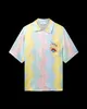 hawaiian shirt casablanca tennis clud Cream Shell Silk Men's and Women's Hawaiian Short Sleeve Shirts