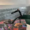 2023-Classic Pearl Ladies High Heels Sexy Black Patent Leather Sandals Luxury Designer Girls Wedding Party Dress Large Size 42