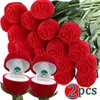 Jewelry Pouches 1/2pcs Red Rose Ring Box VelvetRose Earring Display Holder Gift Bridal Wedding Engagement Storage Case Accessories