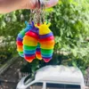 Mini arc-en-ciel limace Fidget porte-clés créatif chenille décompression porte-clés pour adultes enfants sac à dos pendentif cadeau d'anniversaire