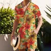 Herrspår Hawaiiansk skjorta och shorts 3D blommortryck Casual Tshirt Set Man Resort Style Beachwear Two Piece Suit Harajuku kläder 230727