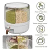 Bouteilles de stockage distributeur de riz 6 grilles rotatives céréales Transparent organisateur de nourriture pot serré conteneur de grains boîte domestique