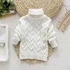 Family Matching Outfits Kids Children Solid Pullover Sweater Autumn Winter Boys Girls Turtleneck Knitted Sweaters Tops Clothing for 28T 230726