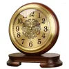 Table Clocks 1PC Solid Wood Brass Mantel Tabletop Clock Decoration Vintage Desk For Home