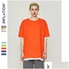 Men'S T-Shirts Inflation Candy Colour Cotton Oversized Fashion Hip Hop Dress Tee Solid Loose Fit Basic Uni Couple 8193S Drop Delivery Dhci8
