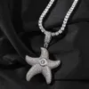 Collana con ciondolo a forma di stella marina Hip Hop, regalo di gioielli per bambini placcato in oro con zirconi completi