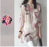 Damesblouses Shirts Damestops en grote maten zomertop Lange mouw V-hals Bloemenprint Vintage blousekleding 230726