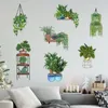 Dekorativa blommor Green Plant Wall Decal avtagbar 3D -konstklistermärken Forest PVC -dekaler Bakgrundsdekoration för vardagsrum