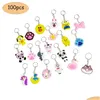 China Style Souvenir 100 PCS Cartoon KeyChain Party Favor Cute Keyrings Wholesale PVC Colorf Pendants Gift Key Ring Holiday Charms S DH5JC