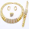 Wedding Jewelry Sets Dubai Gold Color Jewelry Sets For Women Weave pattern Necklace Earrings Ring Bracelet Set For Wedding Party 230727