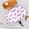 Gestreepte Hond Paraplu Pocket Paraplu Drie Opvouwbare Verse Party Streak Honden Parasol Zonnige Regenachtige Roze Paraplu Vrouwen H10152008