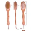 Accessoires d'outils de bain 2-en-1 face poils naturels Spa brosse de douche corps Mas brosses en bois à long manche épurateur livraison directe H Dhof9