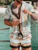 Männer Trainingsanzüge Mode Hawaiian Shirt Set Herren Druck Set Kurzarm Sommer Casual Blumen Hemd Strand Zwei Stück Männer Sets S-3XL 230726
